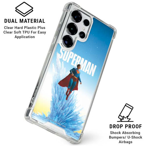 Superman 2025 Fortress of Solitude Classic Rise Galaxy S25 Ultra Clear Case